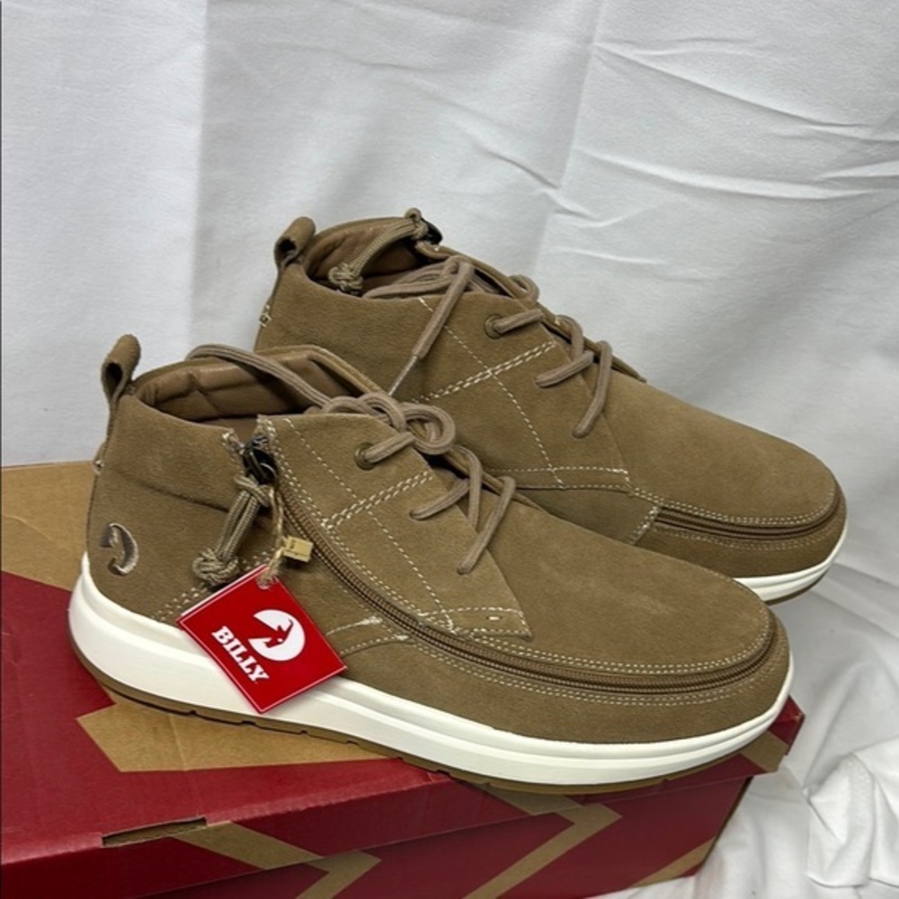 Billy comfort  jogger Chukka sand suede leather lace zip shoes size 9.5 wide